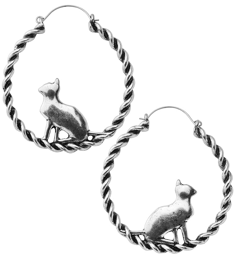 Entwine Sitting Cat Plug Hoops