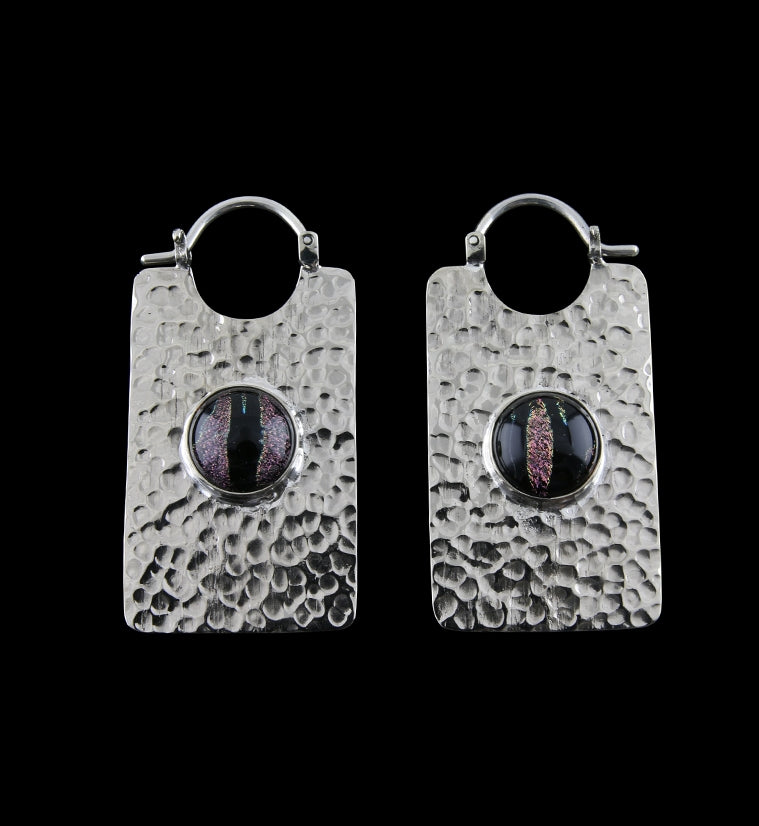 14G Lateral Cat's Eye Glass White Brass Hangers / Earrings