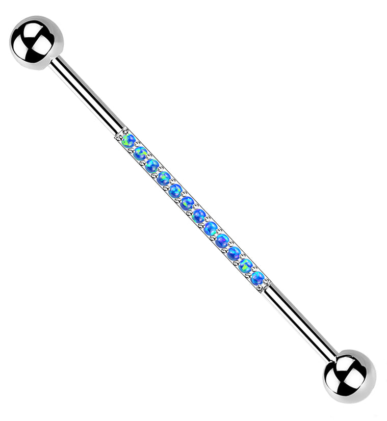 Center Line Blue Opalite Titanium Industrial Barbell