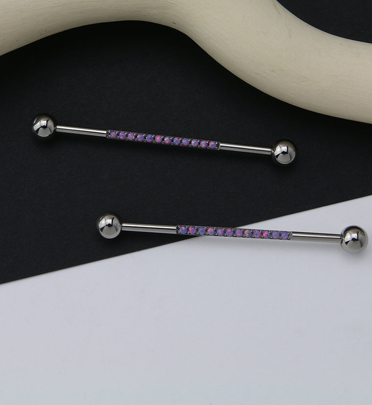 Center Line Purple Opalite Titanium Industrial Barbell