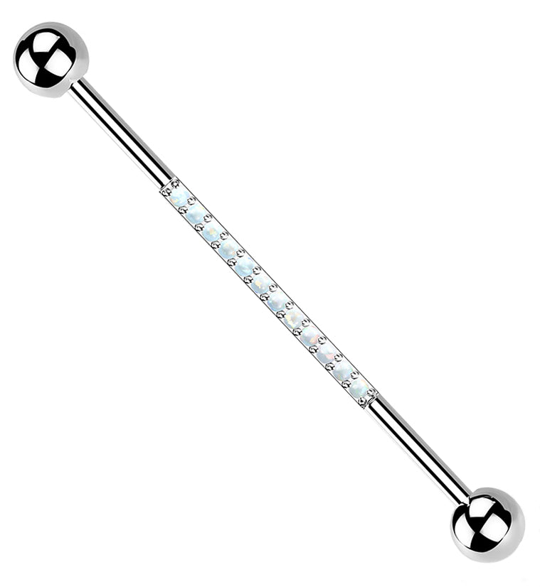 Center Line White Opalite Titanium Industrial Barbell