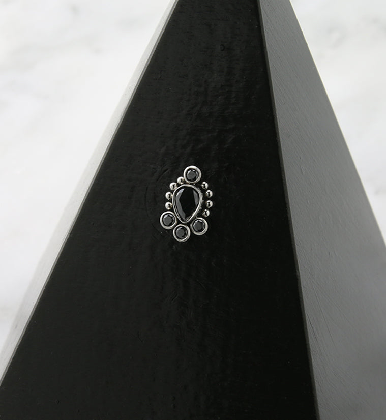 Charm Beaded Black CZ Titanium Threadless Top