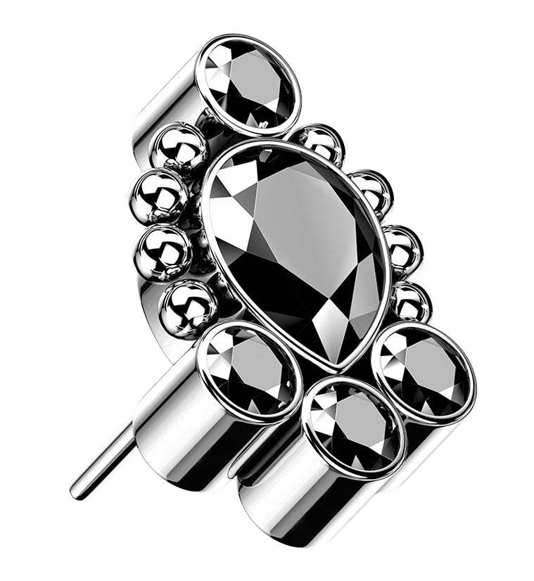 Charm Beaded Black CZ Titanium Threadless Top