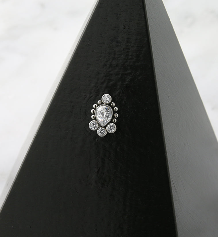 Charm Beaded Clear CZ Titanium Threadless Top