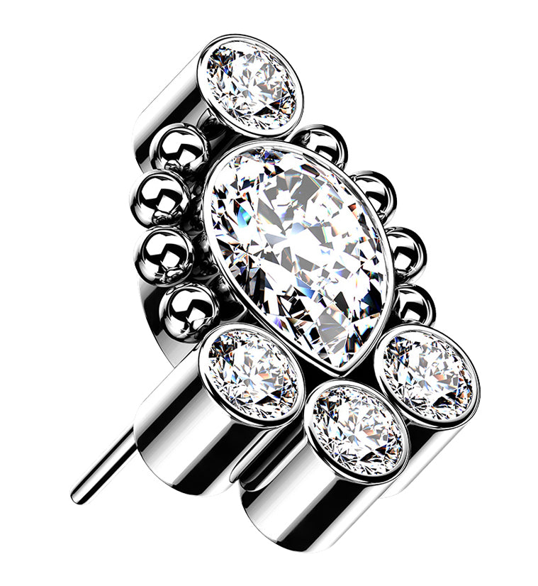Charm Beaded Clear CZ Titanium Threadless Top