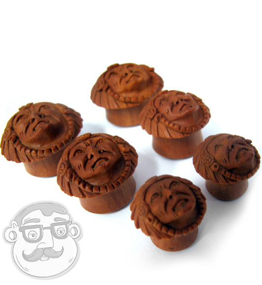 Indian Cheif Saba Wood Plugs