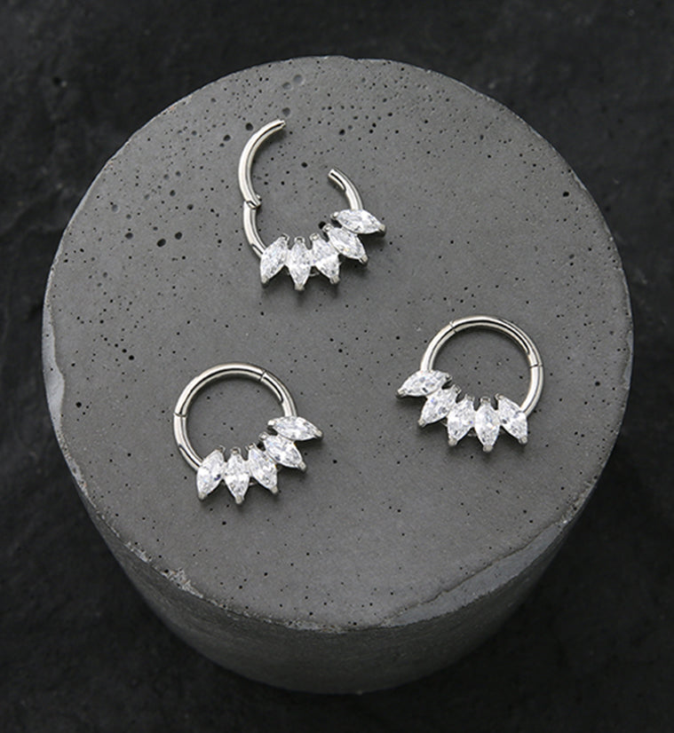 Cinque CZ Titanium Hinged Segment Ring