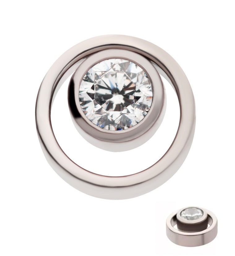 Circle Clear CZ Internally Threaded Titanium Top