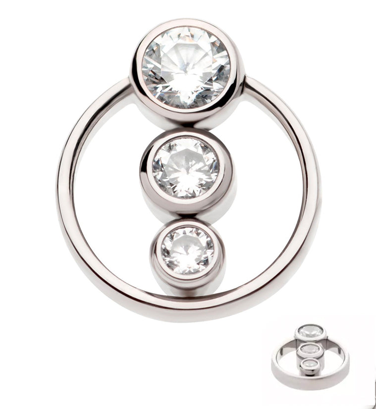Circle Descend Clear CZ Internally Threaded Titanium Top