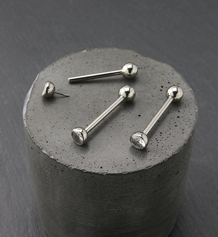 Clear Bezel CZ Titanium Threadless Barbell