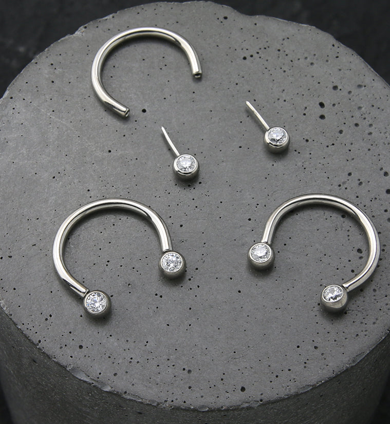 Clear CZ Threadless Titanium Circular Barbell