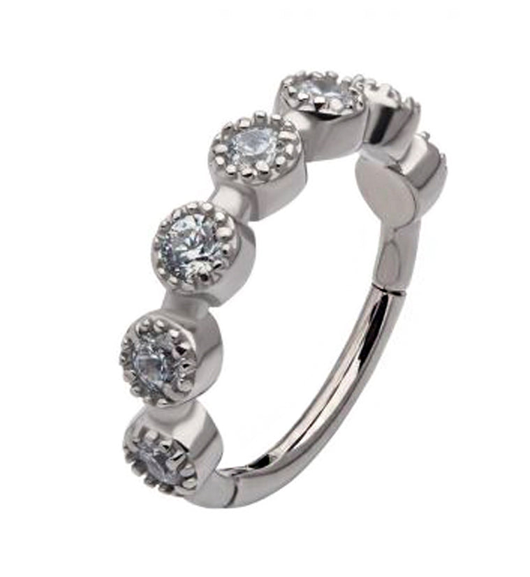Clear CZ Band Hinged Segment Ring