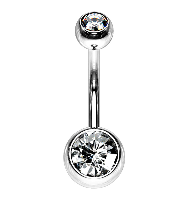 Clear CZ Belly Button Ring