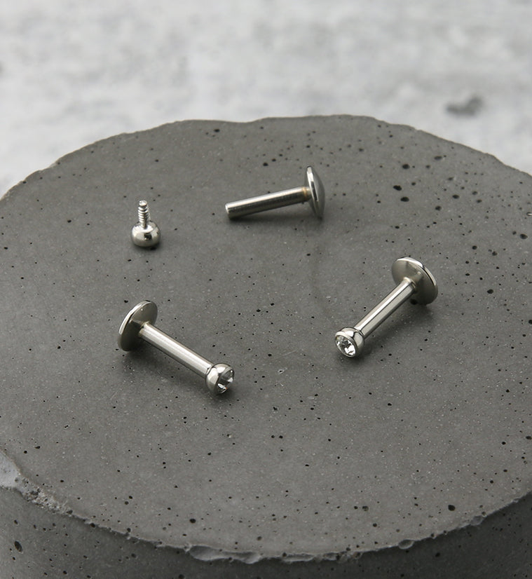 Clear CZ Bezel Labret Stud