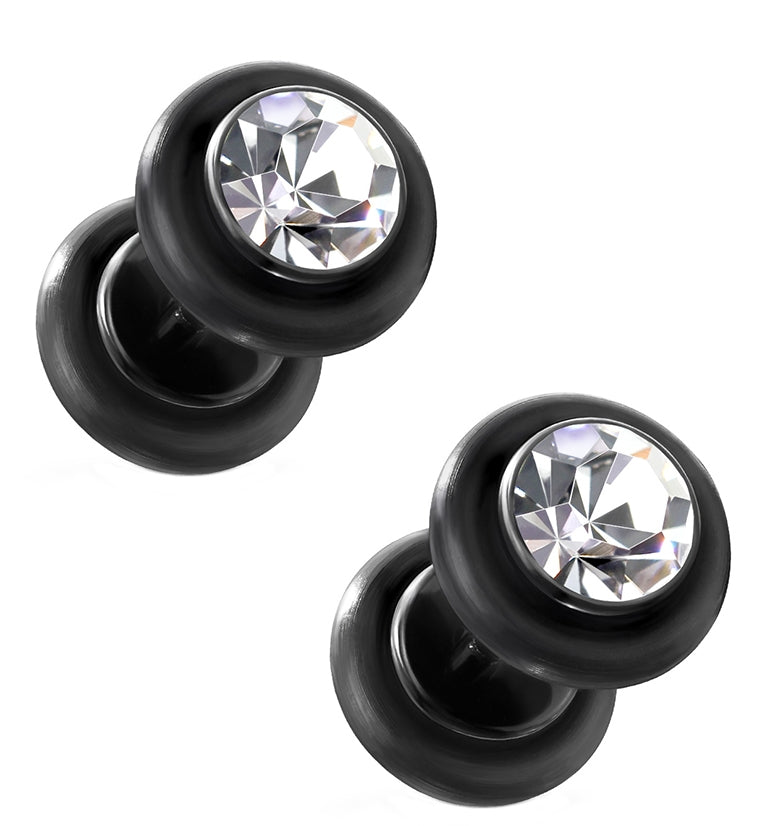 Clear CZ Black Fake Plugs
