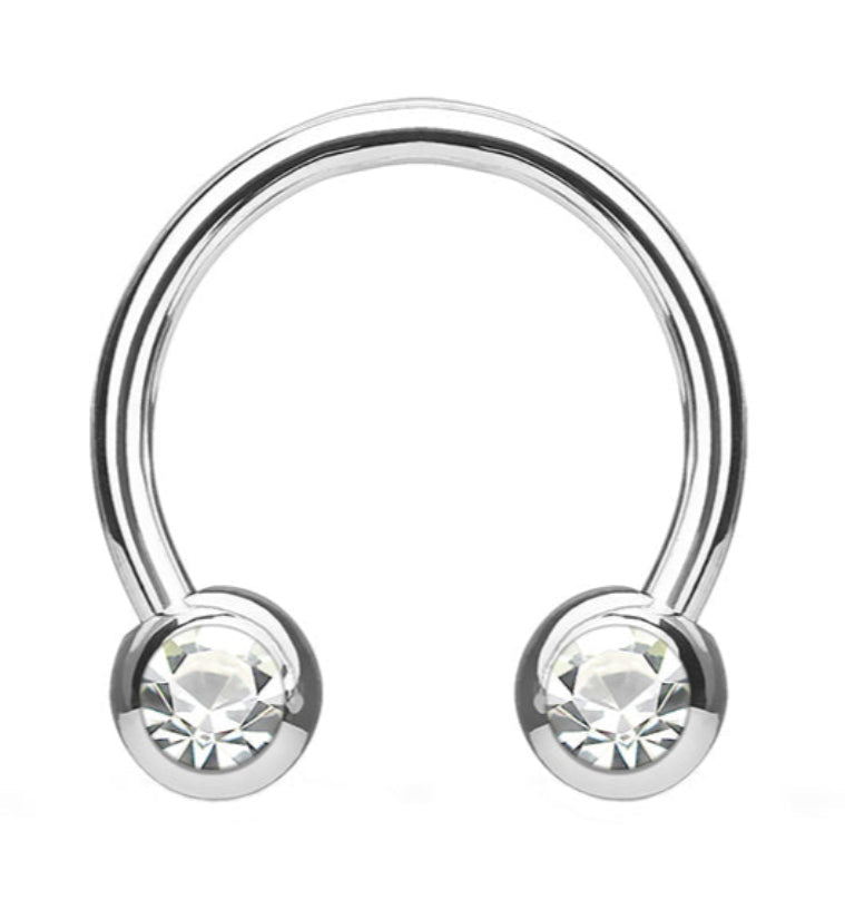 Clear CZ Steel Stainless Circular Barbell