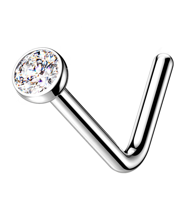 CZ Top L Bend Titanium Nose Ring
