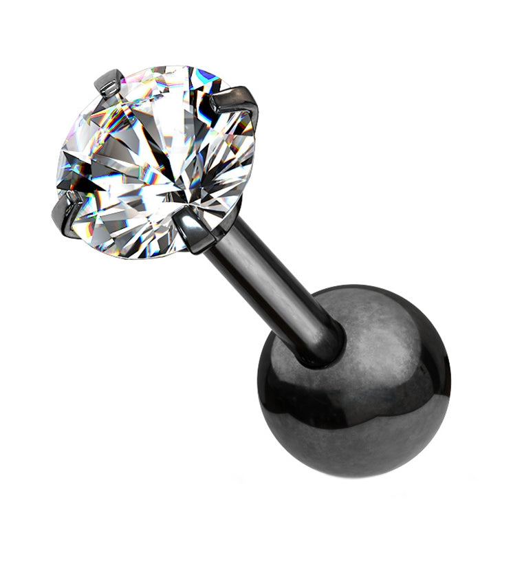 16G Black PVD CZ Top Cartilage Barbell