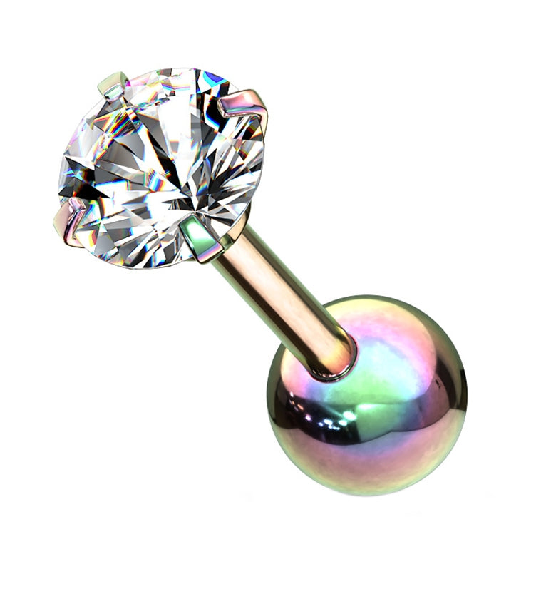 16G Rainbow PVD CZ Top Cartilage Barbell