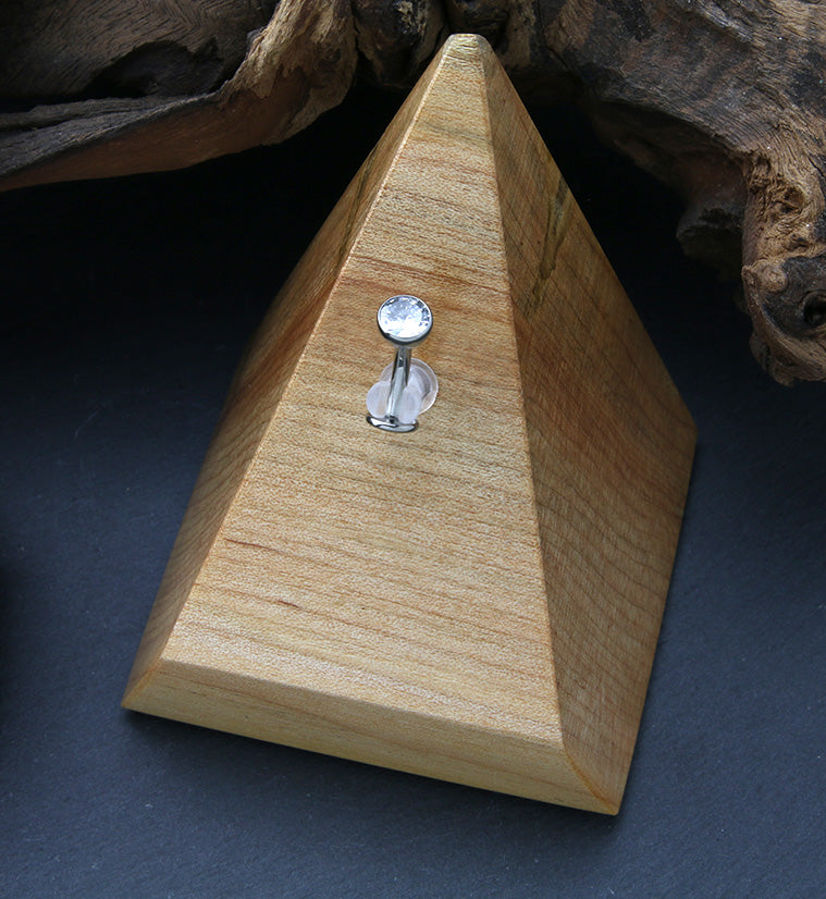 Clear CZ Titanium Threadless Floating Belly Button Ring (Convex Disk)