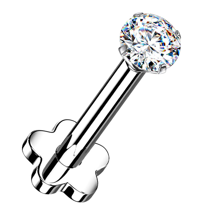 Clear CZ Titanium Threadless Labret