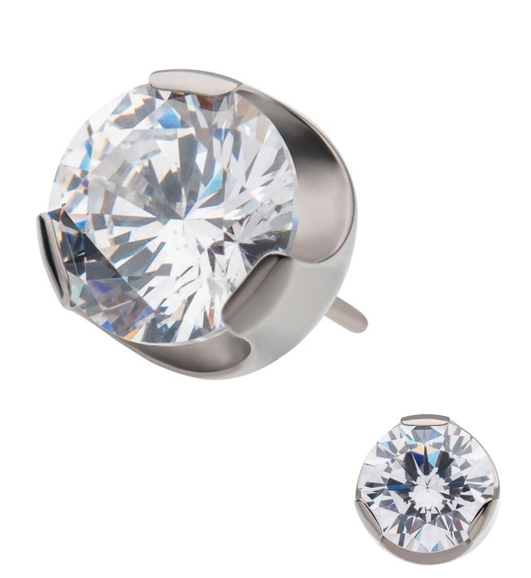 Clear Dome CZ Titanium Threadless Top