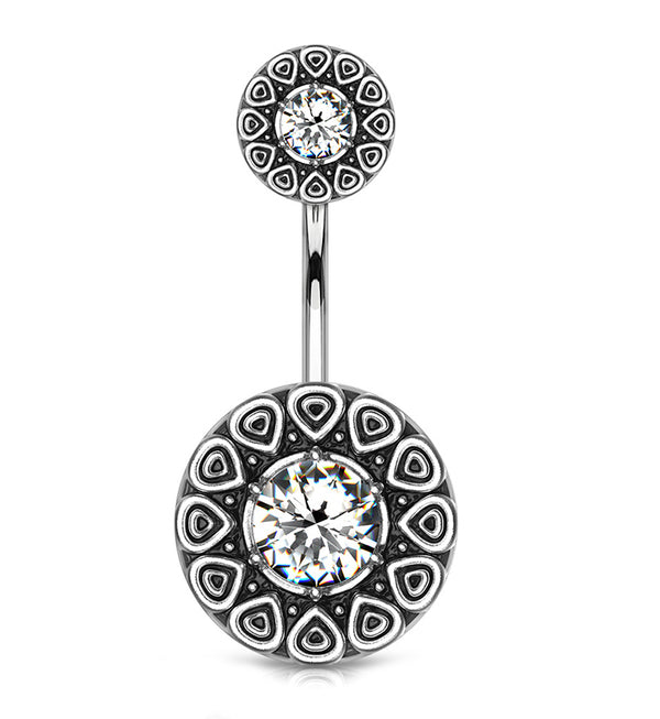 Clear CZ Aegis Belly Button Ring