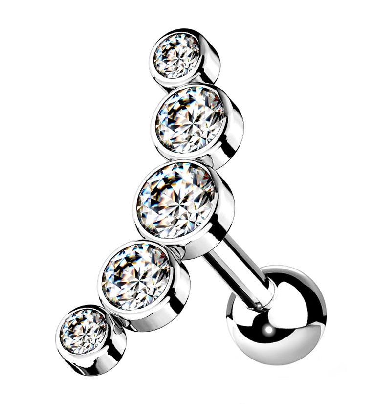 16G Clear Arc Gem Cartilage Barbell