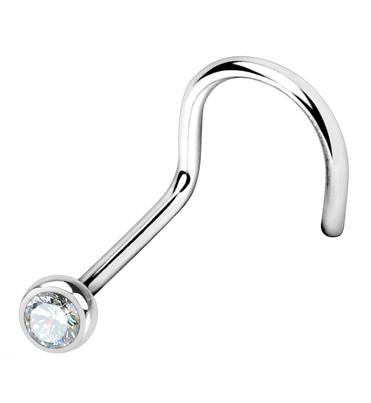 Clear CZ Gem Nose Screw