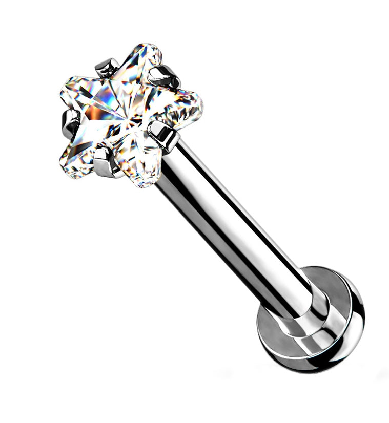 Clear Star CZ Labret Post