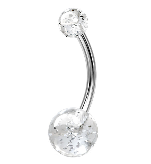Clear UV Glitter Ball Belly Button Ring