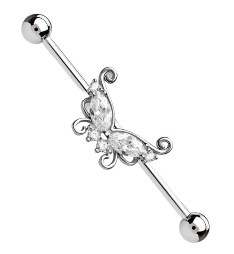 Butterfly CZ Industrial Barbell