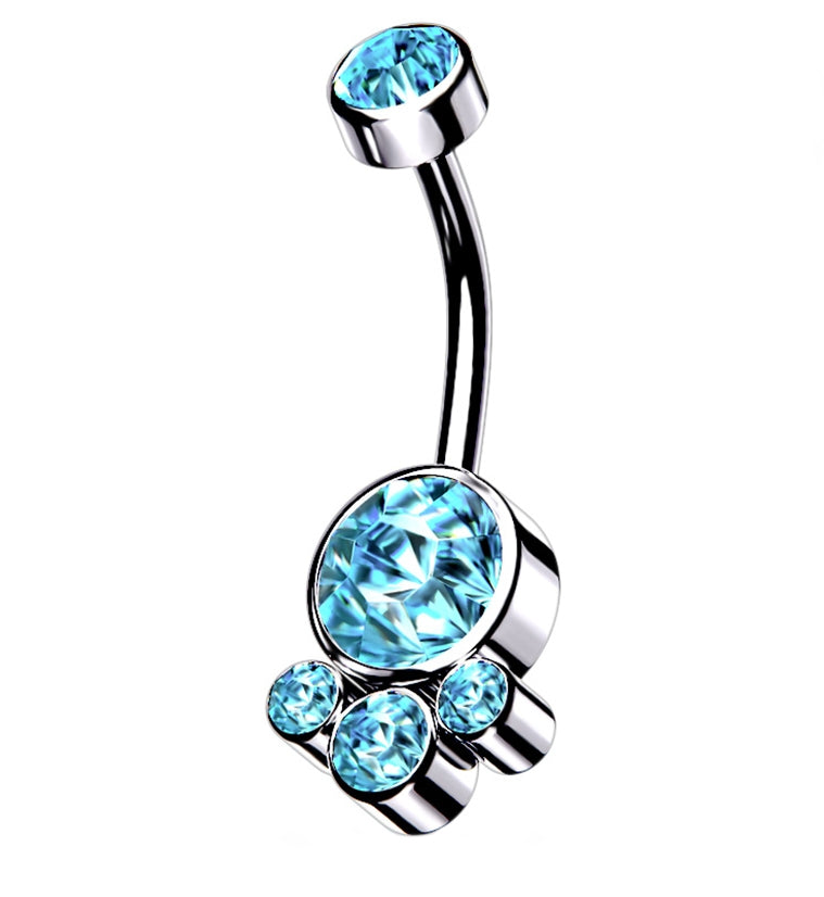 Aqua CZ Cluster Gem Belly Ring
