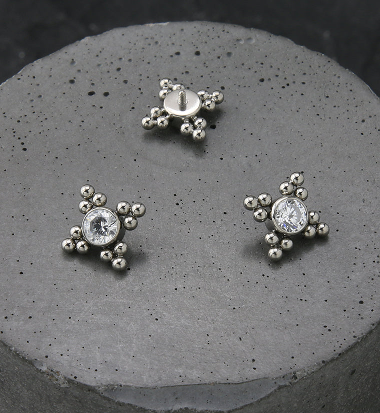 Cluster Beaded CZ Titanium Threaded End