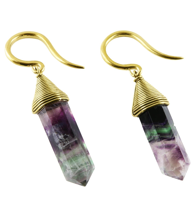 Coiled Rainbow Fluorite Stone Ear Weights