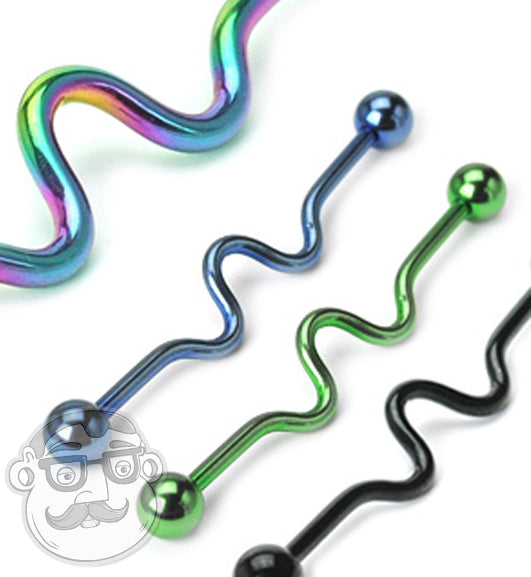 Triple Wave Color Industrial Stainless Steel Barbell
