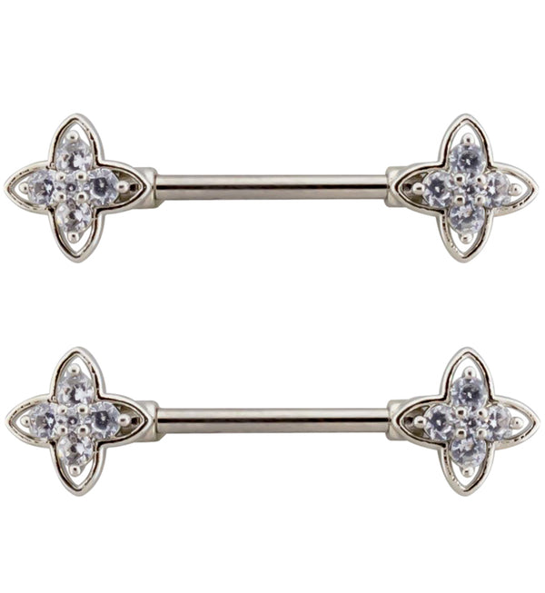 Compass Star CZ Stainless Steel Nipple Barbell