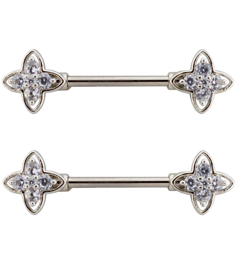 Compass Star CZ Stainless Steel Nipple Barbell