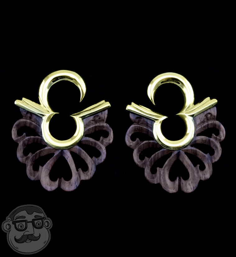 Conoid Wood & Brass Ear Weights