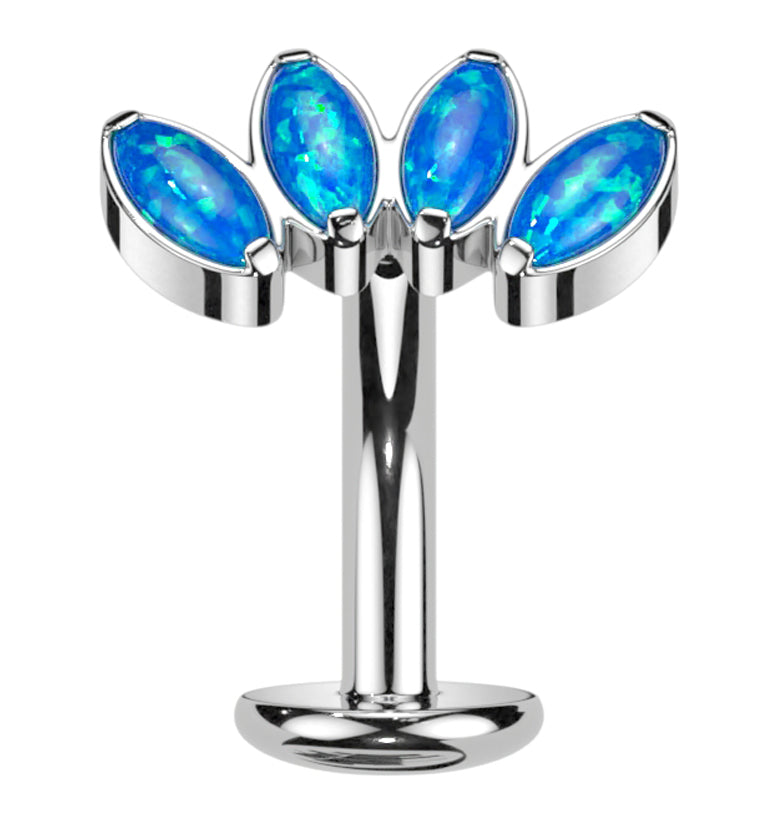 Contessa Blue Opalite Titanium Threadless Floating Belly Button Ring (Convex Disk)