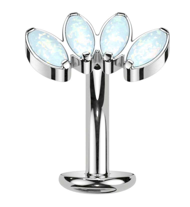 Contessa White Opalite Titanium Threadless Floating Belly Button Ring (Convex Disk)