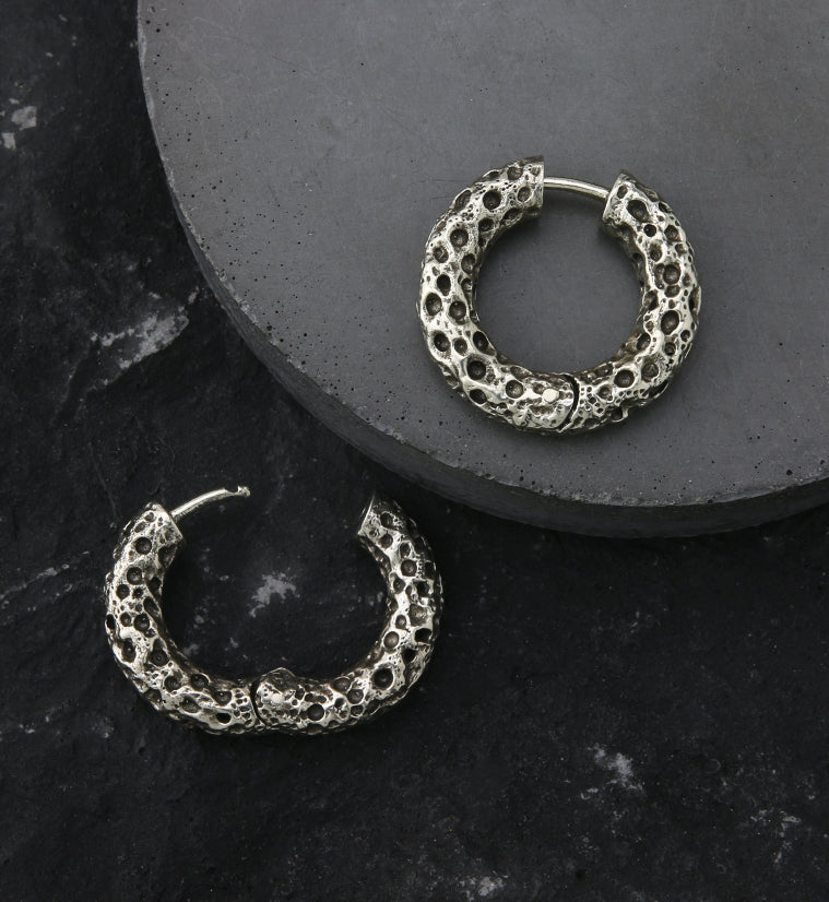 Coral Sponge White Brass Hinged Earrings