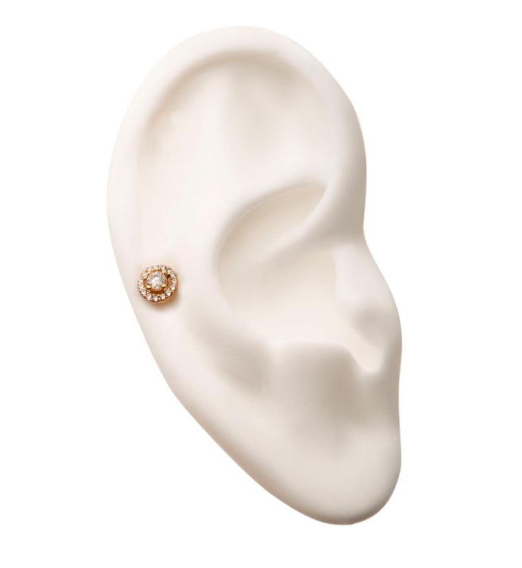 14kt Gold Cordon CZ Threadless Top