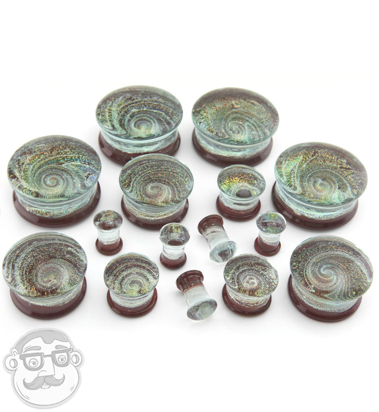 Maroon Cosmic Spiral Glass Plugs