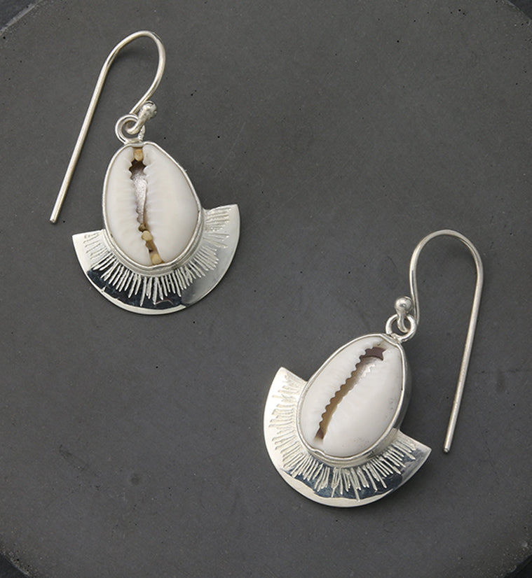 Cowrie Shell Sterling Silver Earrings