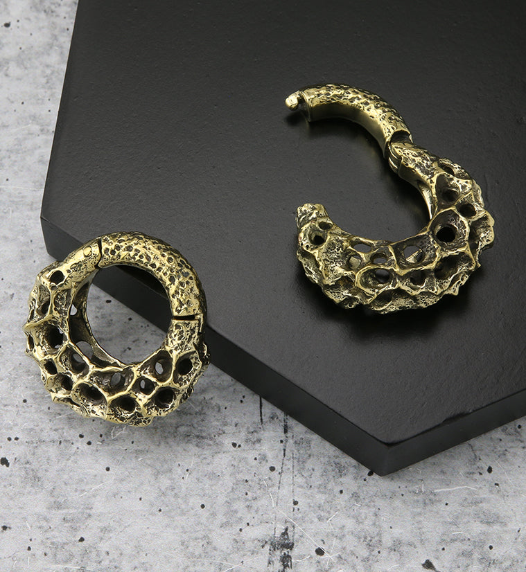 Crater Brass Hinged Ear Weights