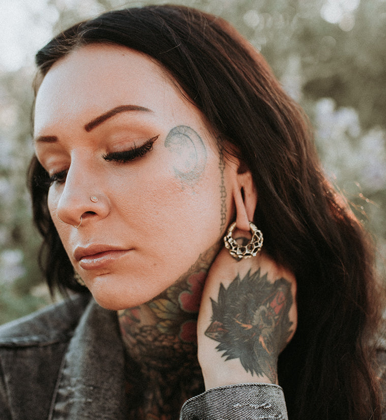 Crater Brass Hinged Ear Weights