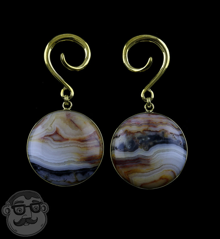Grand Crazy Lace Agate Stone Hanging Ear Weights