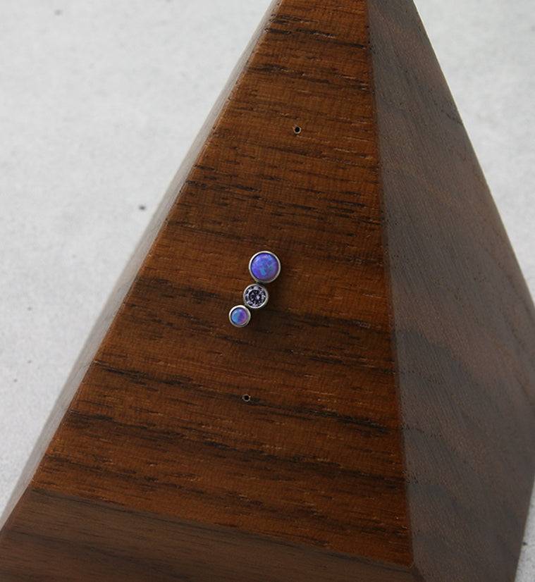 Crescendo Amethyst CZ and Purple Opalite Threadless Titanium Top