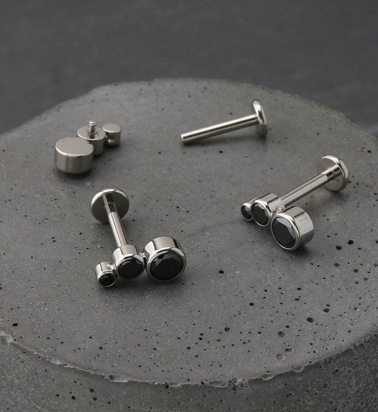 Crescendo Black CZ Titanium Internally Threaded Labret